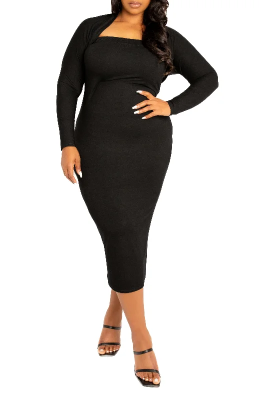 Plus size dresses for chic evenings glow quietly -Sandals for wide toe box -Plus size dresses with high necks -Modal Tube Dress and Shrug Set