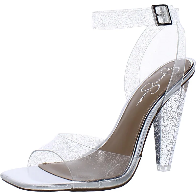 Fashionable sandals for men with velcro closure and sporty design for casual outings-Jessica Simpson Womens Franie Glitter Ankle Strap Block Heels