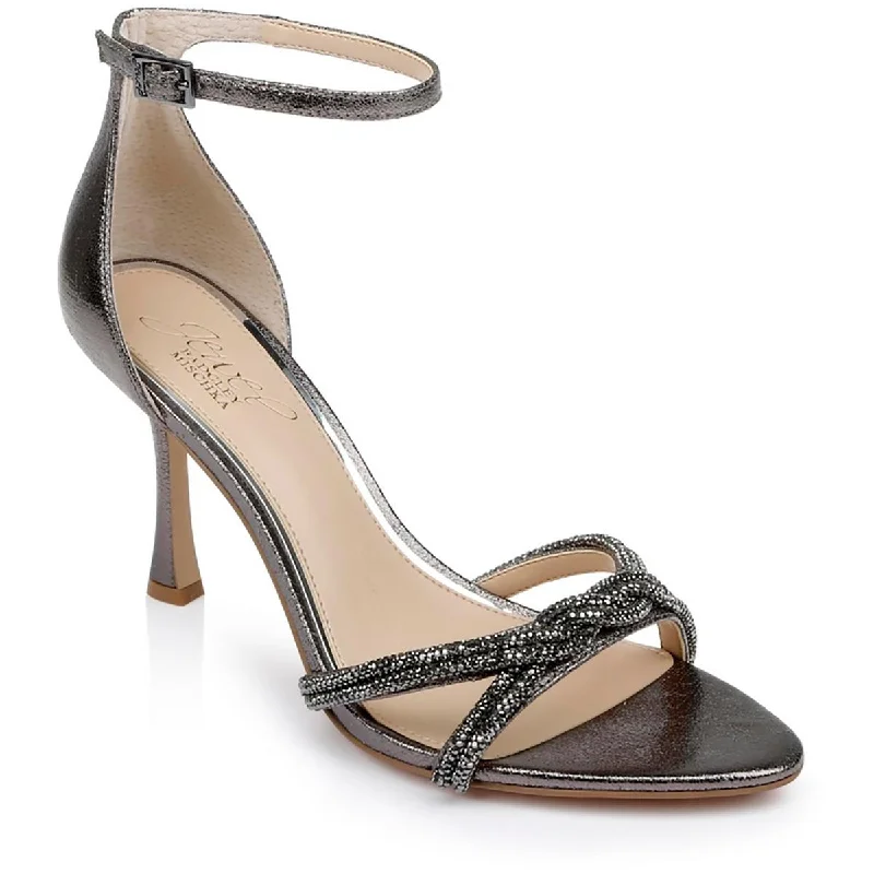 Casual sandals for women with flat soles and classic leather straps for style-Jewel Badgley Mischka Womens Vani Metallic Ankle Strap Heels