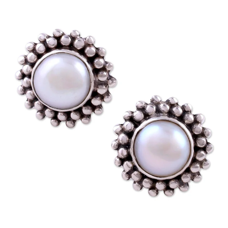 Contemporary Drop Earrings for Fashion -Novica Handmade Moonbeams Pearl Button Earrings