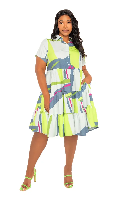 Plus size dresses with wide belts define waists -Sandals with wide toe straps -Plus size dresses for plus size teens -Print Tiered Mini Shirt Dress