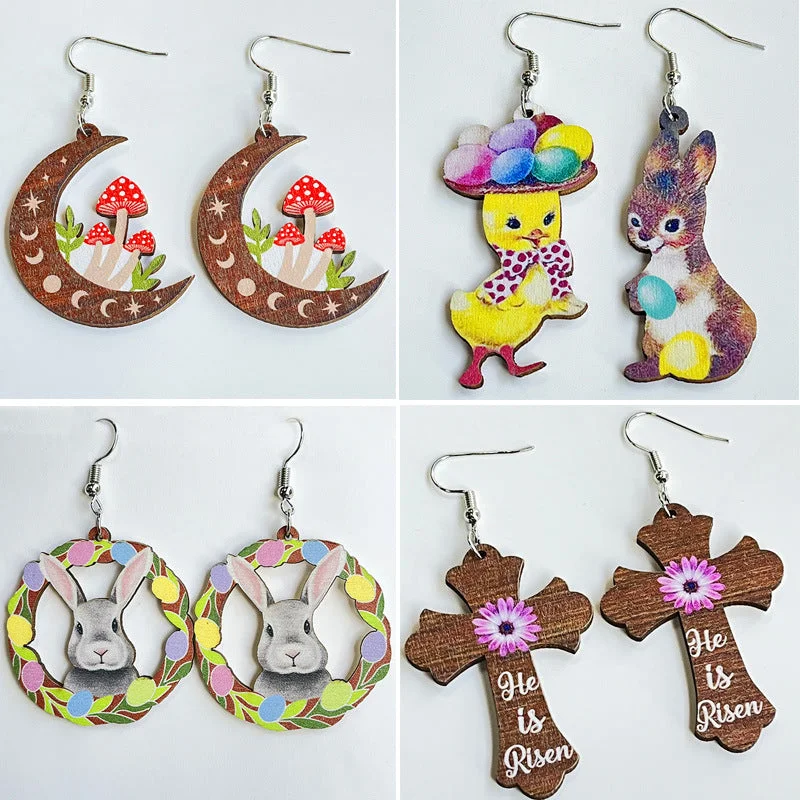 Drop Earrings for Work Attire -Wholesale Cute Mushroom Cross Rabbit Easter Egg Earrings