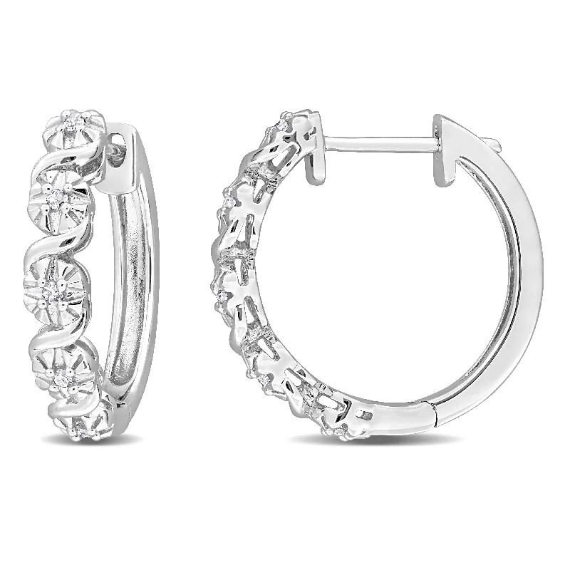 Drop Earrings with Textured Surface -Mimi & Max 1/6ct TDW Diamond Half Twist Earrings in Sterling Silver