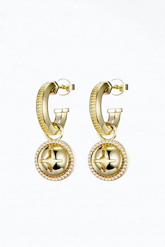 Detachable Drop Earrings with Charms -Hardware Charm Hoop Earrings In Gold/clear