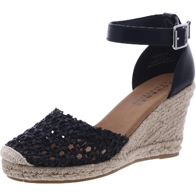 Comfortable sandals for men with velcro straps and soft material construction-Journee Collection Womens Espadrille Ankle Strap Wedge Heels