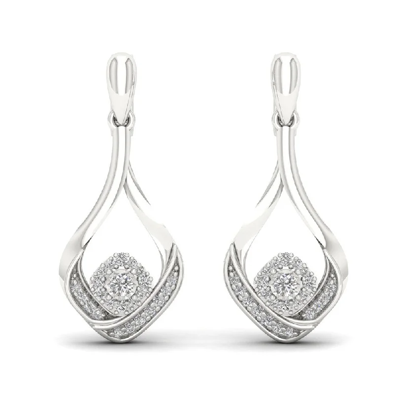 Drop Earrings for Anniversary -S925 Sterling Silver 1/5ct Diamond Infinity Loop Drop Earrings