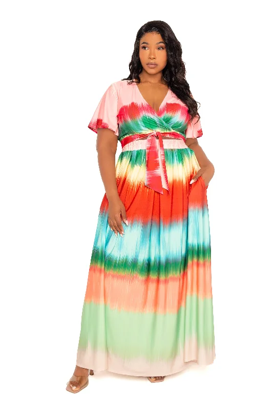 Plus size dresses with soft textures feel cozy -Casual sandals for walking long hours -Plus size dresses for bridesmaids -Ombre Stripe Crop Top and Maxi Skirt Set