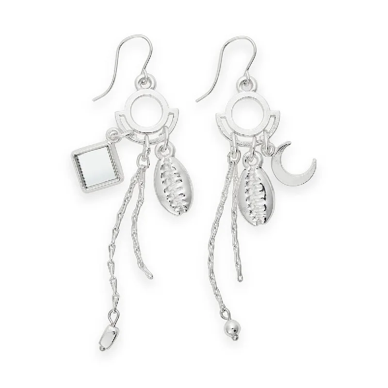 Push Back Drop Earrings for Convenience -Puka Shell Cluster Drop Earrings