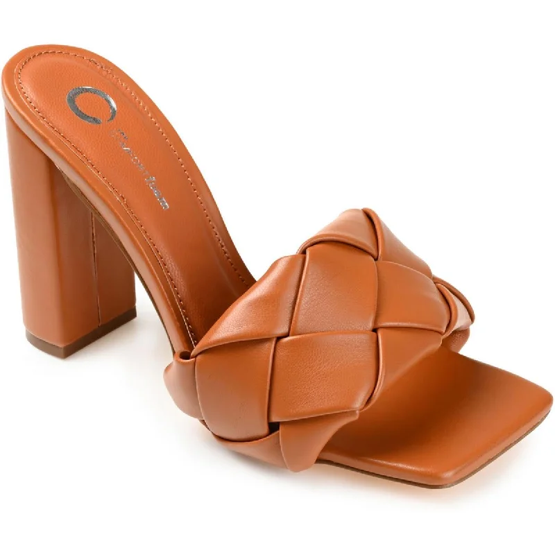 Stylish sandals for women with thick straps and chic buckle details for casual outfits-Journee Collection Womens Maysie Faux Leather Sandal Block Heels