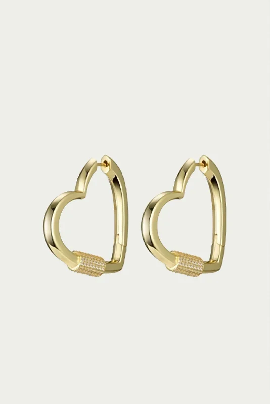 Short Drop Earrings for Subtle -Hardcore Love Heart Statement Earrings In Gold/clear