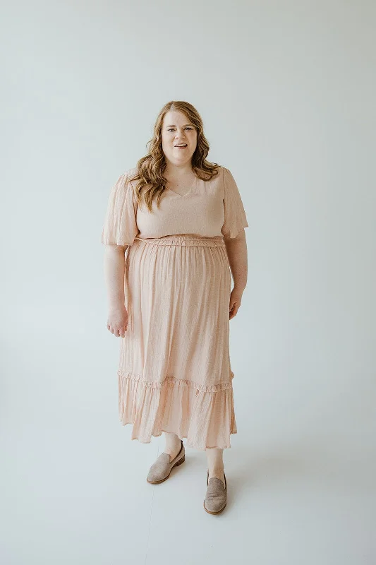 Plus size dresses for fancy nights shine bright -Summer sandals with platform -Trendy plus size dresses -TEXTURED FLUTTER SLEEVE DRESS WITH KICK HEM IN BALLET SLIPPERS