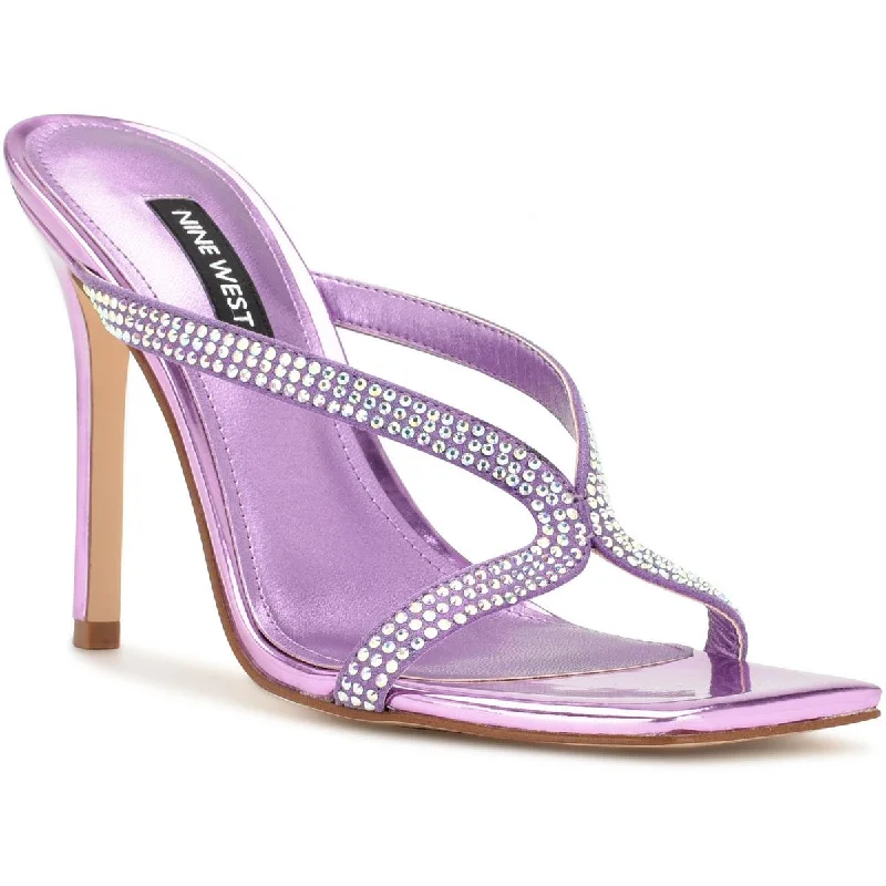 Stylish sandals for women with thick straps and chic buckle details for casual outfits-Nine West Womens WN Twist 2 Metallic Embellished Heels