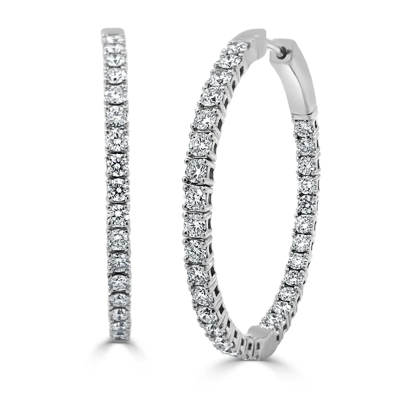 Drop Earrings for Beach Outfit -Joelle Collection Diamond Flexible 2.77 CT TDW Oval Hoop Earrings 1.25" 14K White Gold