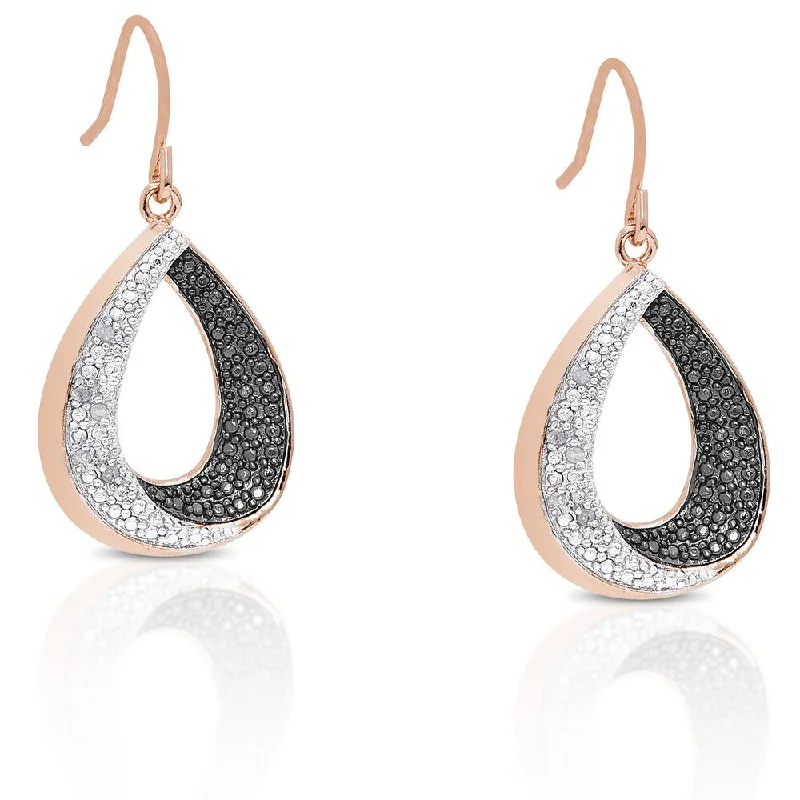 Geometric Drop Earrings for Trend -Finesque Rose Gold Overlay Diamond Accent Teardrop Dangle Earrings