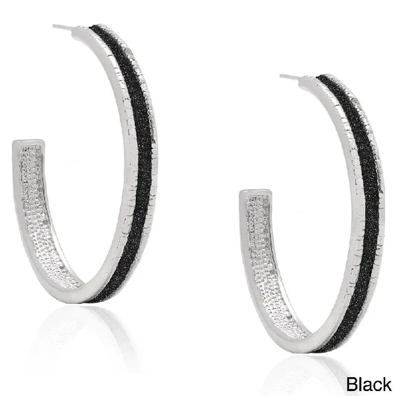 Adjustable Drop Earrings for Custom Fit -Finesque Silverplated Diamond Accent Hoop Earrings