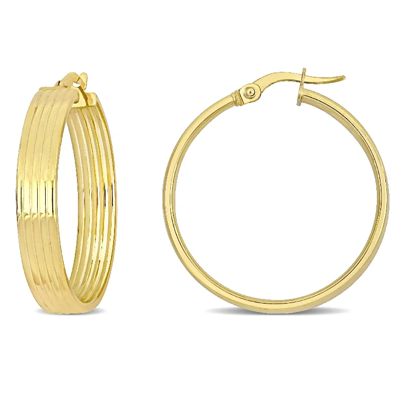 Drop Earrings for Yoga Session -29 MM 5-Row Hoop Earrings in 14K Yellow Gold