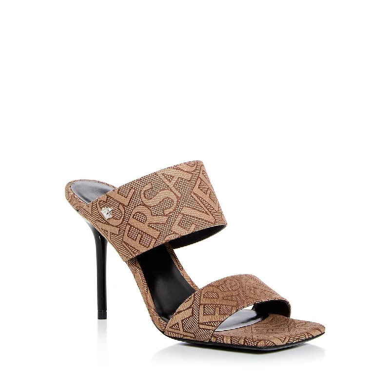 Fashionable sandals for women with ankle straps and chic metallic finishes-Versace Womens Slip On Open Toe Heels