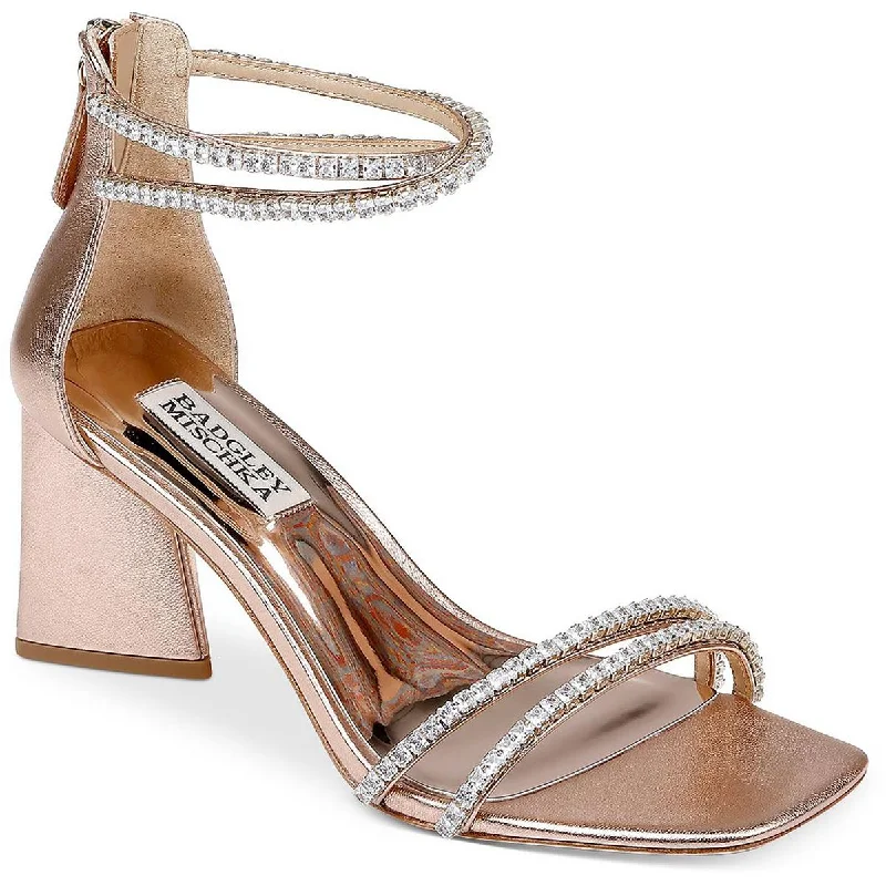 Stylish sandals for men with leather straps and simple yet sophisticated design-Badgley Mischka Womens  LILLIE Metallic Square toe Heels