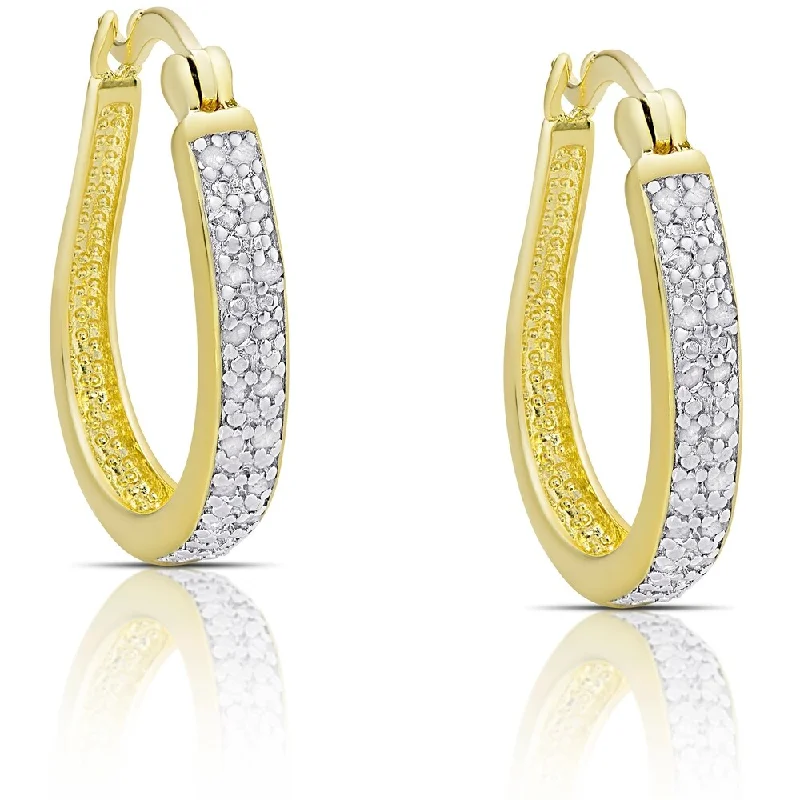 Drop Earrings with Star Motifs -Finesque Sterling Silver 1/4ct TW Diamond Hoop Earrings (I-J, I2-I3)