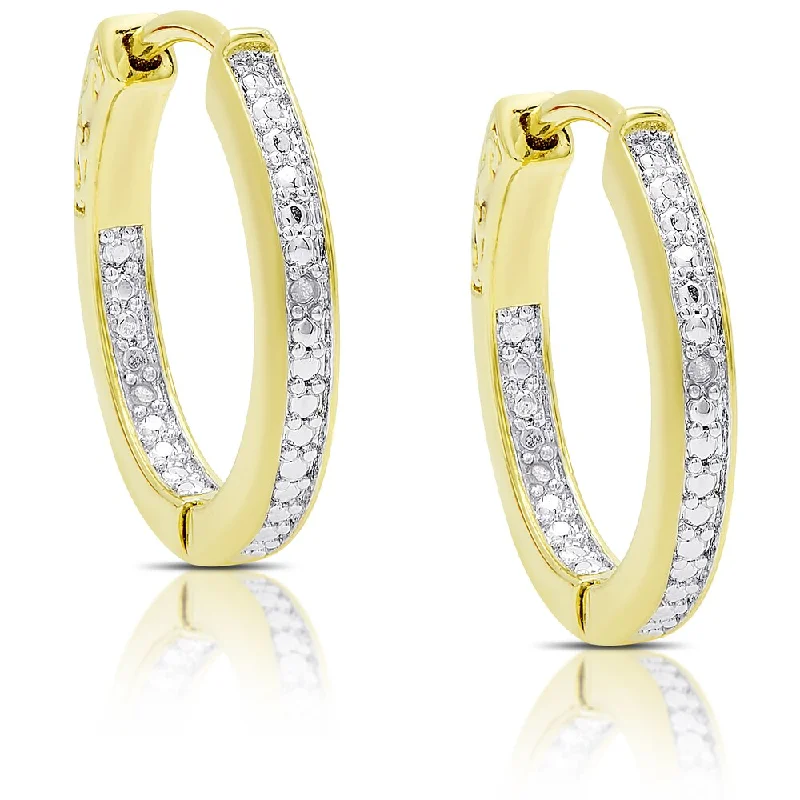 Rhinestone Drop Earrings for Sparkle -Finesque Gold Or Silver Overlay Diamond Accent Hoop Earrings