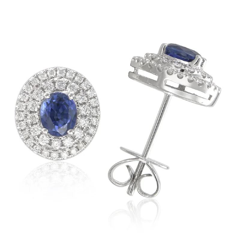 Drop Earrings with Symbolic Elements -Joelle Collection Sapphire & Diamond 18K Gold Earrings