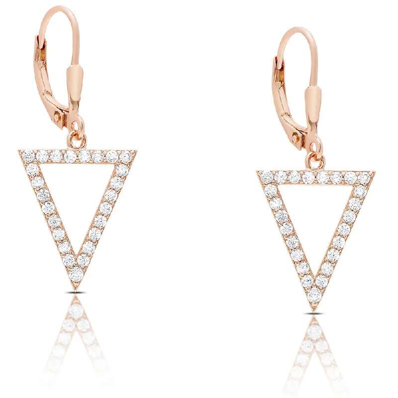 African Drop Earrings with Culture -Dolce Giavonna Rose Gold Over Silver or Sterling Silver Cubic Zirconia Triangle Dangle Earrings