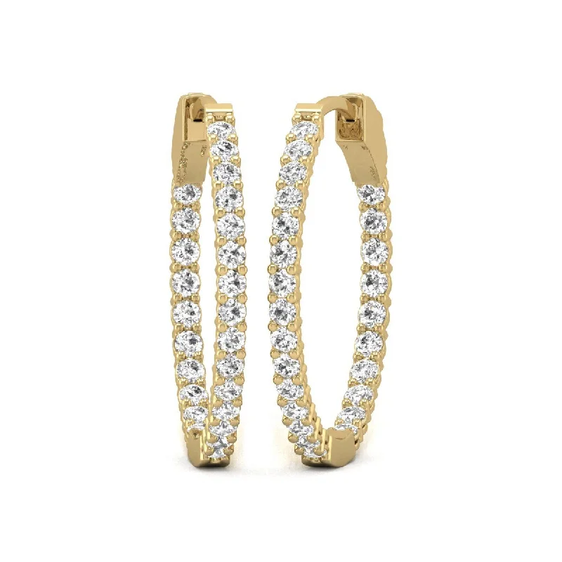 Diana M Lab 14KT YG 1CT TW Round In & Out Hoop Earring